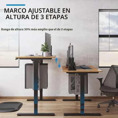 Vista 4 de FlexiSpot E6 Bamboo - Escritorio eléctrico de pie de 3 etapas con motor dual de 48 x 24 pulgadas, soporta 220 libras, altura ajustable con ajustes