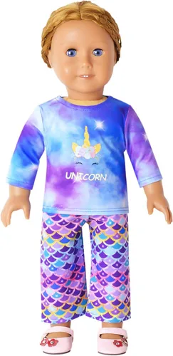 Vista 94 de QPANCY Conjunto de pijamas a juego para niñas y muñecas, pijamas de manga larga para otoño e invierno