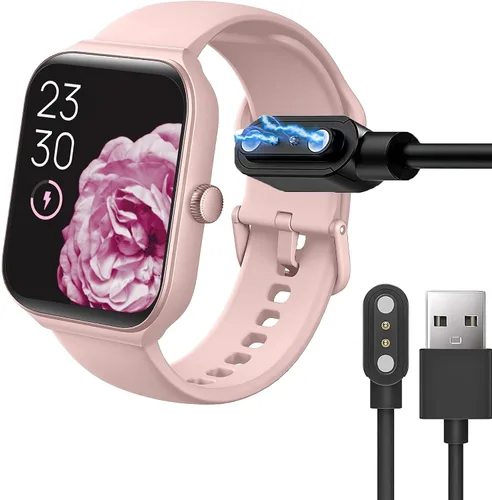 Vista 2 de Lamshaw Compatible con TOOBUR IDW16 - Cargador de reloj inteligente, cable USB magnético, 1 unidad, rosa, macho a hembra, redondo, 5 pines, 5 2