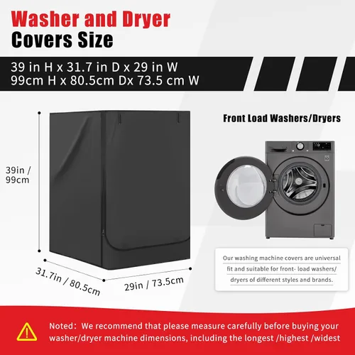 Vista 7 de Funda para Lavadora de Carga Frontal, Oxford 420D Resistente, Impermeable, Ajuste Universal