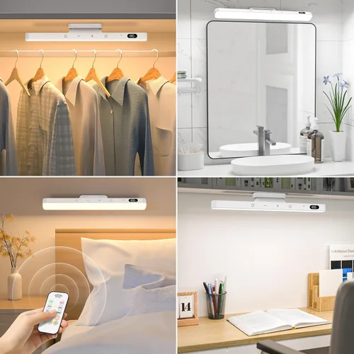 Vista 4 de Ferswe Barra de Luz Recargable de 3W con Control Remoto, Luces de Espejo Ajustables de 3 Colores, Batería de 2000mAh para Maquillaje, Táctil