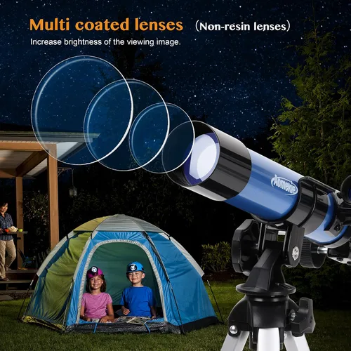 Vista 2 de Telescopios AOMEKIE 40/400 con trípode de mesa 2 oculares, telescopios portátiles para principiantes de astronomía con buscador y brújula
