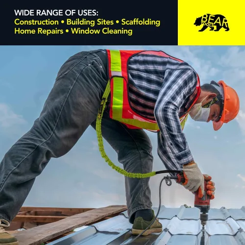 Vista 5 de Cordón para herramientas de seguridad de 3 pies, cordón resistente para casco duro con mosquetón, extremo de bucle ajustable, ultraduradero