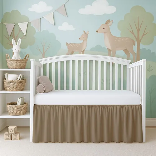 Vista 10 de Cottignton Lane - Falda de cama para cuna con volantes, ropa de cama suave para guardería en 100% algodón natural, estilo plataforma con cobertura
