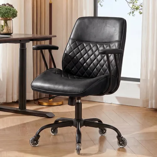 Vista 12 de NEO CHAIR Silla de oficina de cuero PU marrón con diseño ergonómico