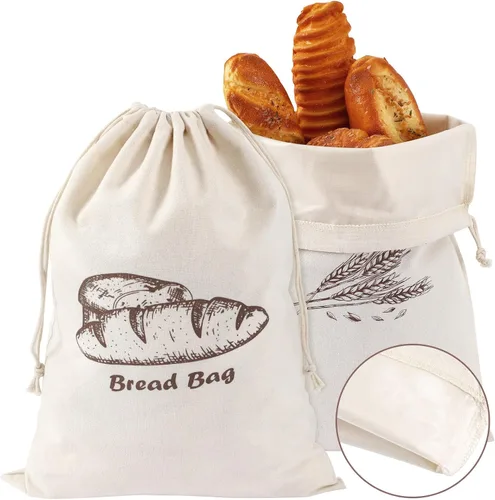 Vista 10 de Augshy Paquete de 2 bolsas de pan de cera de abeja para pan casero de 17 x 13 pulgadas, bolsas de pan reutilizables de masa madre con asa