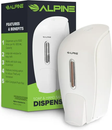 Vista 9 de Alpine Industries - Dispensador manual de jabón para pared, dispensador de jabón comercial montado en la pared para jabón líquido y desinfectante