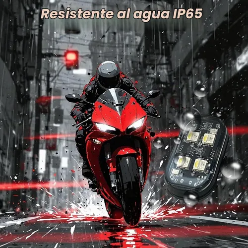 Vista 5 de 8 luces estroboscópicas LED inalámbricas con control remoto, RGB 8 colores multifunción, carga USB, impermeable, anticolisión, advertencia trasera