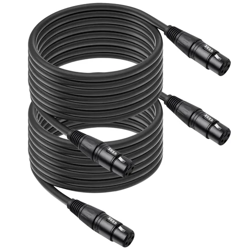 Vista 16 de Paquete de 2 cables de micrófono XLR macho a macho de 3 pines, cable de audio equilibrado profesional con cobre sin oxígeno, conectores chapados