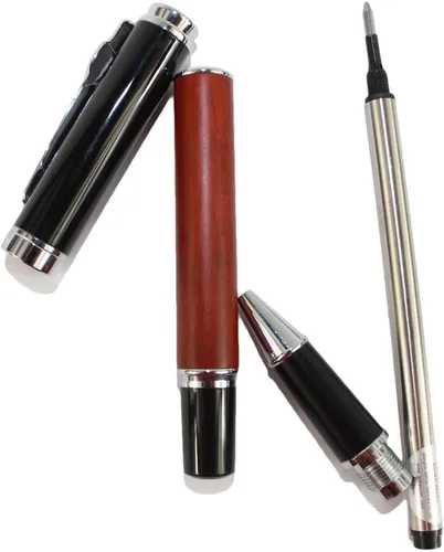 Vista 5 de Gullor Noble Jinhao 8802 bolígrafo de madera roja con tapa negra