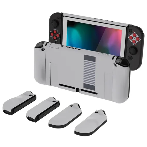 Vista 106 de PlayVital AlterGrips Ergonomic Grips Cover for Nintendo Switch, [2 Design] Interchangeable Comfort Dockable Protective Case with Screen Protector &
