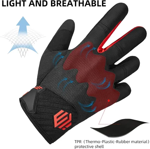 Vista 2 de ILM Guantes de motocicleta para adultos, motocross, ATV MTB, guantes de bicicleta de montaña, guantes de pantalla táctil de dedo completo