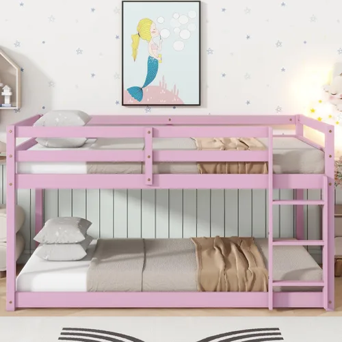 Vista 14 de Twin Size Bunk Bed with Panelled Headboard and Footboard, Antique Dark Oak Antique Oak