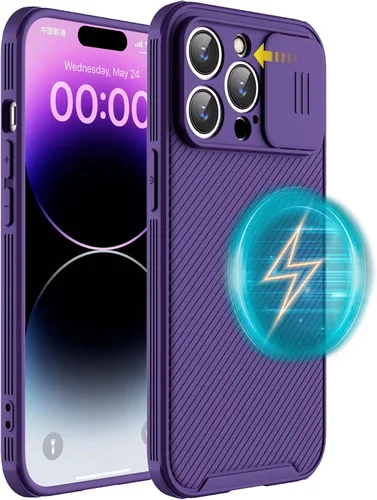 Vista 13 de Funda magnética para iPhone 16 Pro Max, funda protectora de cámara para iPhone 16 Pro Max [compatible con carga MagSafe] con cubierta deslizante