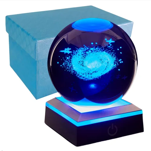 Vista 12 de Lámpara de noche de bola de cristal 3D con base LED - Lámpara de bola de cristal en forma de pez para cumpleaños, festividades, regalos de Navidad