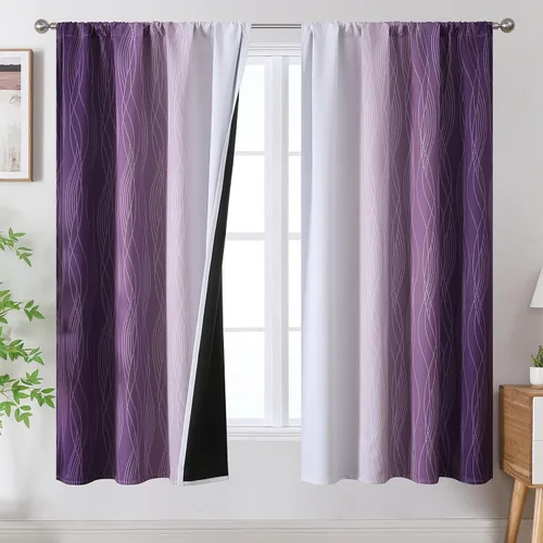 Vista 22 de Estelar Textiler Cortinas oscurecedoras beige y blanco grisáceo de 45 pulgadas de largo, cortinas graduadas con bloqueo de luz para baño, cortinas