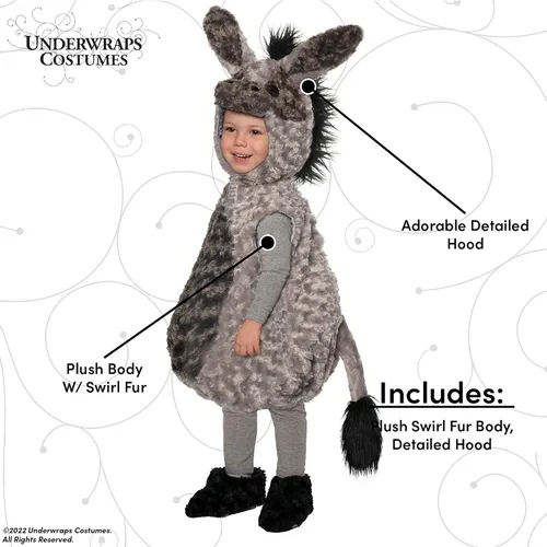 Vista 3 de UNDERWRAPS Disfraz de bebé de burro, disfraz de Halloween de bebé de burro para niños pequeños