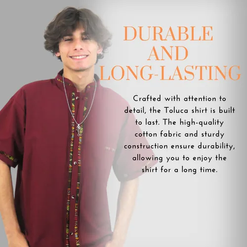 Vista 6 de Camisa tradicional mexicana Toluca para hombre, estilo guayabera, camisas para hombre, para verano, casual, cultural y boda