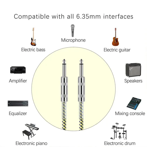 Vista 6 de Cable de guitarra de 10 pies, nueva versión 2022, cable de instrumento profesional para guitarra eléctrica, bajo, cable AMP, recto de 1/4 de pulgada
