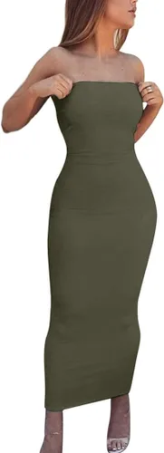 Vista 2 de BORIFLORS - Vestido de tubo Bodycon sin mangas para mujer, largo midi
