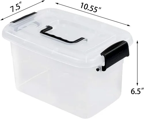 Vista 2 de Paquete de 6 cajas de almacenamiento de 5.5 cuartos de galón con tapas, pequeños contenedores de almacenamiento de plástico con asa