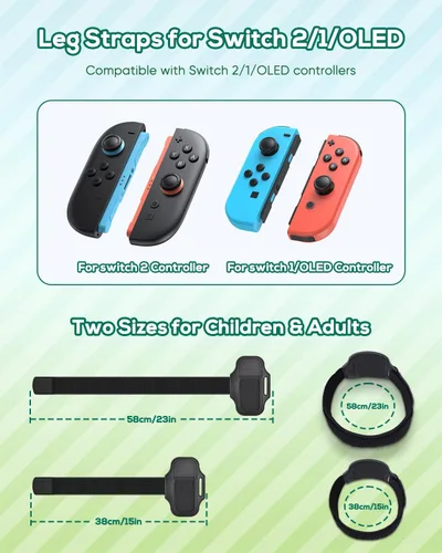 Vista 2 de Paquete de 2 correas de pierna para Nintendo Switch/Switch 2 – Sports Play Soccer/Switch Ring Fit Adventure, para Joy Cons Switch Controller