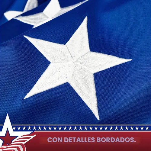 Vista 3 de G128 - Decoraciones patrióticas bordadas, Bandera de abanico de 3 x 6 pies