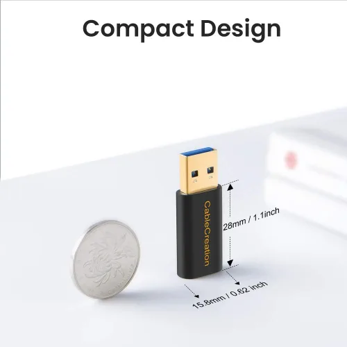 Vista 5 de CableCreation Adaptador USB C hembra a USB macho, USB 3.1 5Gbps USB C a A adaptador hembra para portátiles Logitech StreamCam VR Link para carga