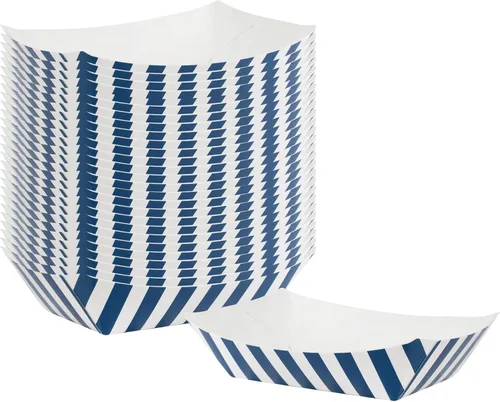 Vista 20 de Restaurantware Bio Tek 2 onzas Botes de comida desechables de 400 bandejas de papel para alimentos - Botes de papel a prueba de grasa con diseño