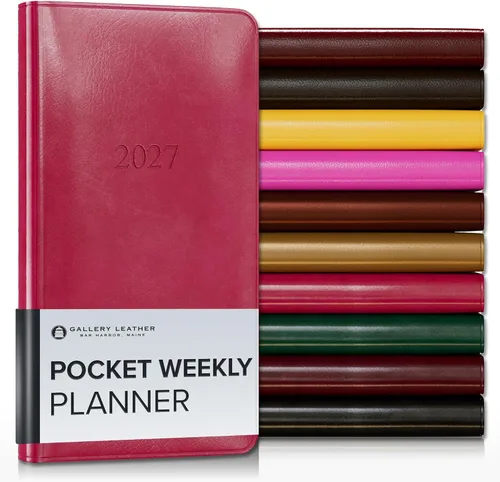 Vista 167 de Gallery Leather Planificador Semanal y Mensual Grande 2025-2026, Calendario Planificador y Cuaderno Elegantemente Encuadernado con Elegantes Bordes