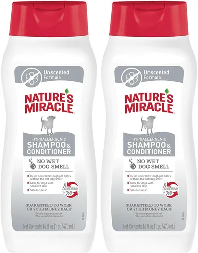 Vista 12 de Nature's Miracle Champú y acondicionador hipoalergénico para perros, 16 onzas, sin perfume