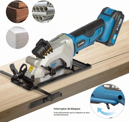 Vista 8 de Mini sierra circular inalámbrica de 20 V, 2.0 Ah, sierra compacta con guía láser
