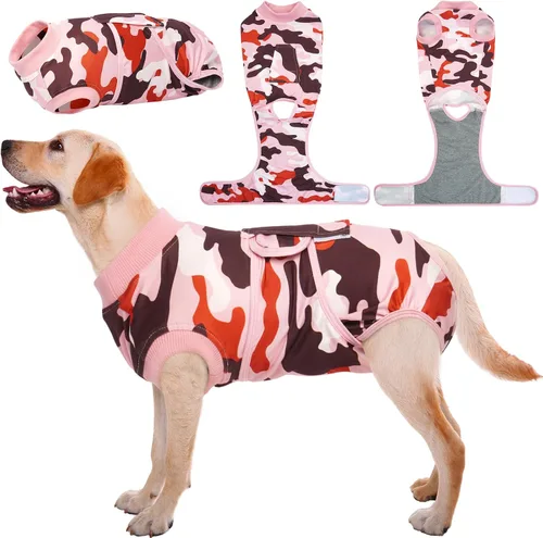 Vista 44 de Kuoser - Traje de recuperación posterior a la cirugía para perros y gatos, camisa profesional y vendaje de heridas abdominales, reemplaza collar
