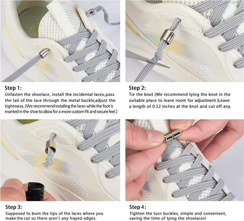 Vista 6 de Cordones elásticos para zapatos para adultos y niños, para zapatos deportivos