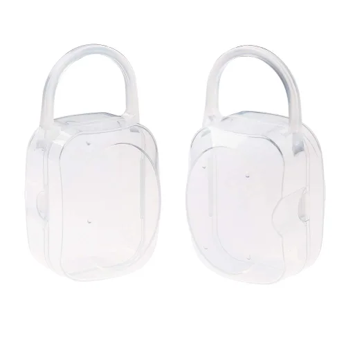 Vista 2 de Accmor Funda para chupete con asa, sin BPA, caja universal para chupete para viajes, transparente, paquete de 2