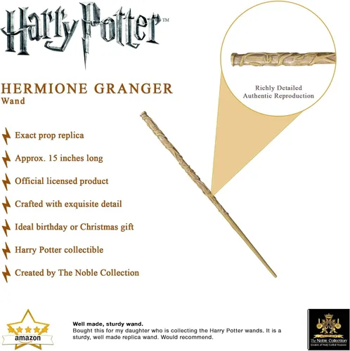 Vista 3 de The Noble Collection - Varita de Hermione Granger en una caja estándar con ventana - Varita del mundo mágico de 15 pulgadas (15.0 in) - Varitas