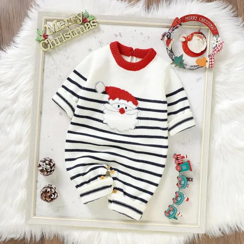 Vista 3 de sweetyhouse Traje de Navidad para bebé recién nacido, con estampado de Papá Noel, suéter de punto, ropa cálida de invierno