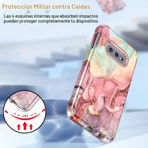 Vista 5 de Btscase Funda para Samsung Galaxy S10e, resistente de tres capas de mármol, a prueba de golpes, cuerpo completo, policarbonato duro y TPU suave