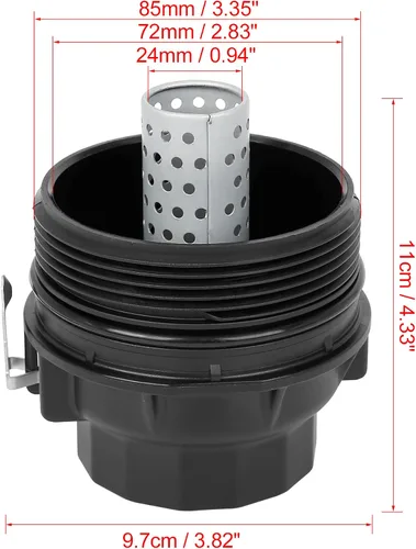Vista 2 de X AUTOHAUX Tapa de filtro de aceite negra 15650-38020 repuesto para Toyota 4Runner FJ Tundra para Lexus