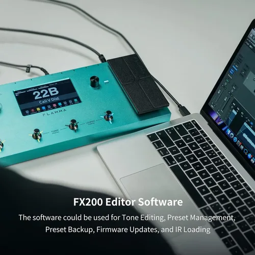 Vista 6 de FLAMMA FX200 - Procesador multiefectos con batería, pantalla táctil LCD de 5" programable, puerto MIDI, amplia E/S, grabación de audio USB, 58