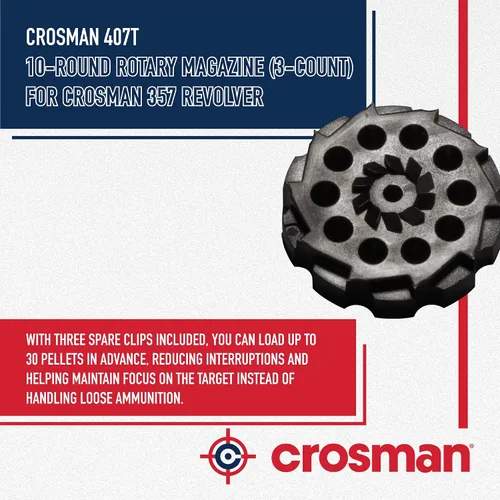Vista 4 de Crosman 407T Cargador giratorio de repuesto de 10 balas (paquete de 3)