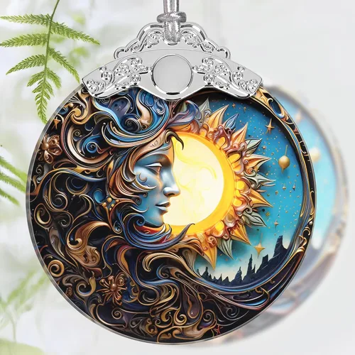 Vista 22 de Adorno de Navidad, Adornos 2025 para Árbol de Navidad, Adorno Colgante de Vidrio Emplomado, Adornos Navideños, Idea de Regalo Única - Un Par de Búhos