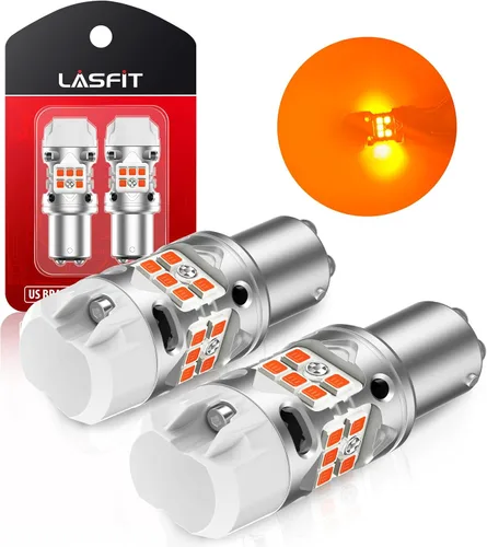 Vista 17 de LASFIT Bombilla LED T3 1156, señal de giro ámbar, resistencia incorporada 7506 CANBUS Ready sin errores, nuevo 500% brillante intermitente 4000LM
