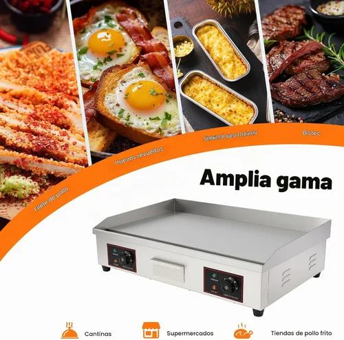 Vista 9 de Plancha eléctrica comercial de 30 pulgadas, 110 V, 3000 W, de acero inoxidable para encimera, parrilla eléctrica Teppanyaki con control