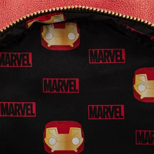 Vista 6 de Loungefly x Marvel Iron Man Light Up Mini Mochila de cuero metálico, Rojo metálico, Mochilas Daypack