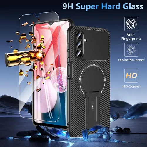 Vista 2 de Funda OWKEY Samsung Galaxy A13 5G, Funda Magnética para Teléfono con Soporte y Protector de Pantalla, Funda Protectora Antihuellas y a Prueba de A13