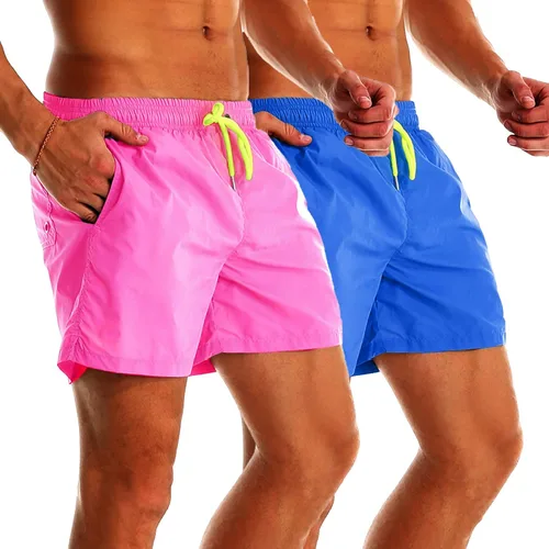 Vista 2 de YnimioAOX - Traje de baño para hombre, secado rápido, con diseño de rayas coloridas