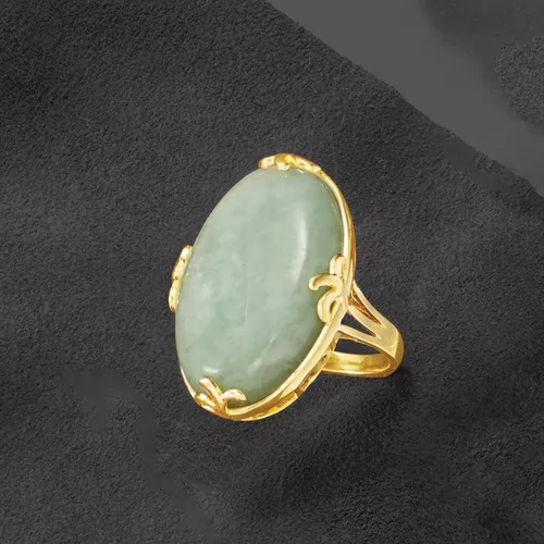 Vista 7 de Ross-Simons Jade Ring in 18kt Gold Over Sterling