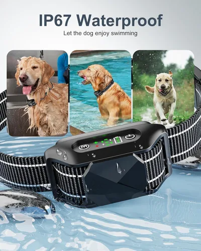 Vista 6 de Collar antiladridos para perros grandes, medianos y pequeños con choque de vibración de pitido, IP67, impermeable, recargable, inteligente