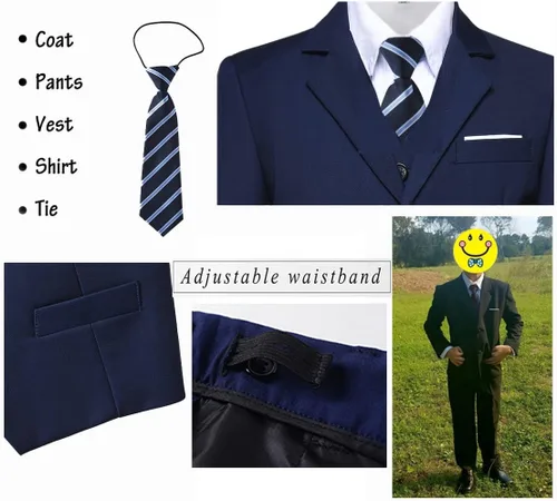 Vista 5 de Trajes de 5 piezas para niños, traje formal de portador de anillos
